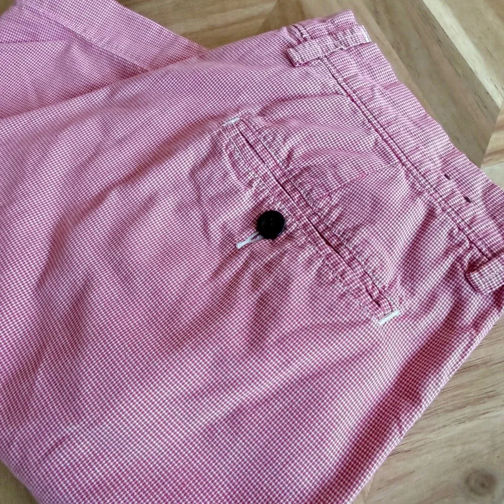 J.Crew Club Mens 32 Preppy Chino Shorts Red White Micro Check Cotton 11